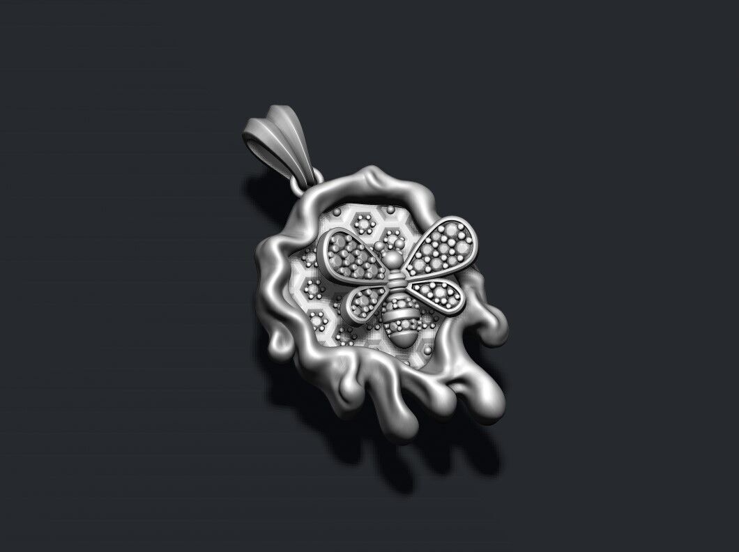 bee honey pendant 3D print model_4