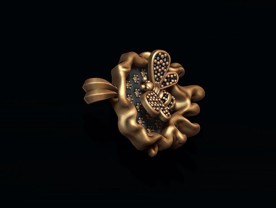 bee honey pendant 3D print model_2
