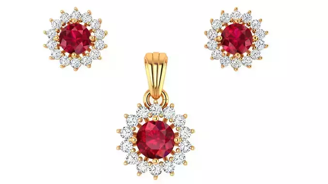 Diamond Earrings and Pendant