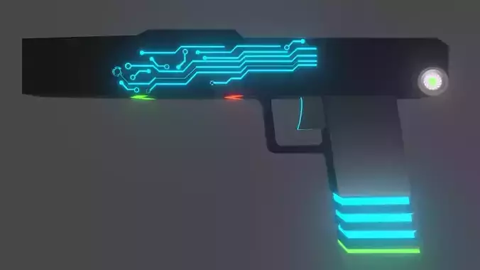 Low poly gun with neon lights