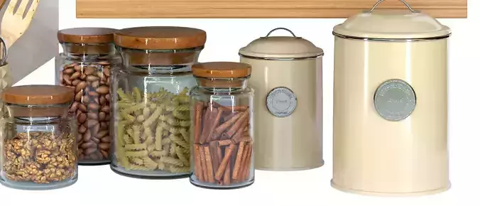 Collection of kitchen utensils with food 2