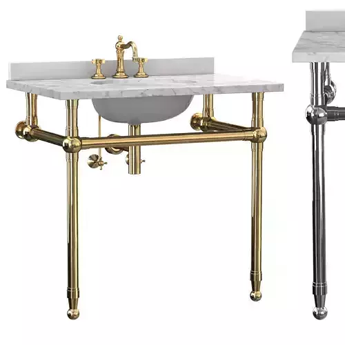 GRAMERCY SINGLE METAL WASHSTAND WITH BACKSPLASH 3D model