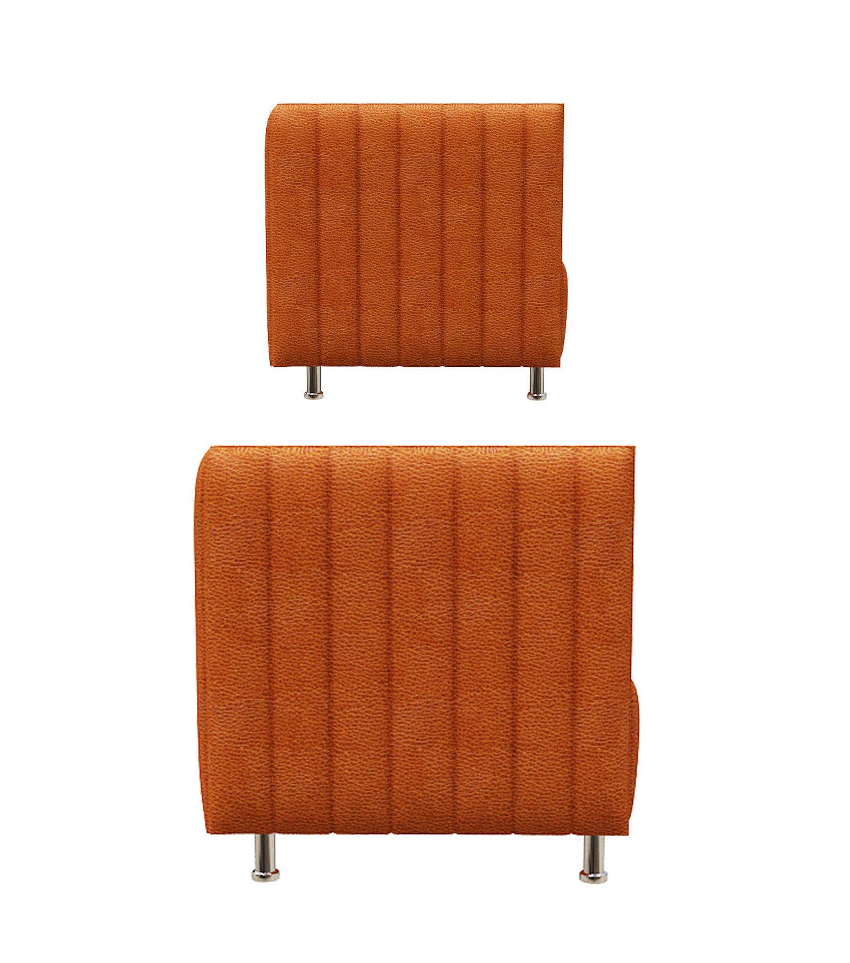 Sofa set two orange upholstered chairs Low-poly 3D model_3