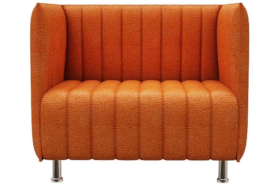 Sofa set two orange upholstered chairs Low-poly 3D model_6