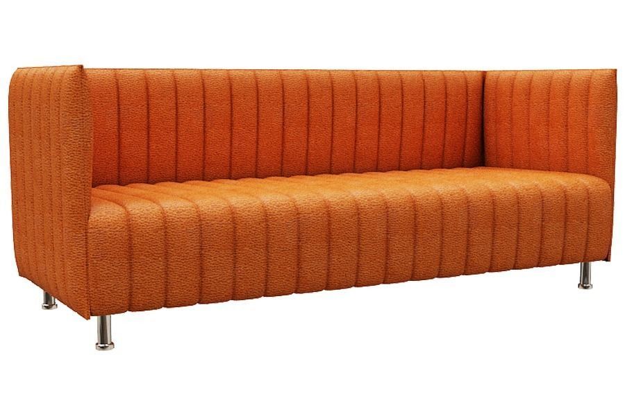Sofa set two orange upholstered chairs Low-poly 3D model_11