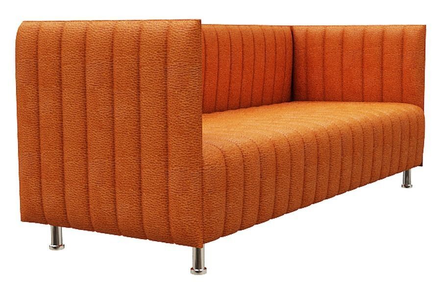 Sofa set two orange upholstered chairs Low-poly 3D model_12