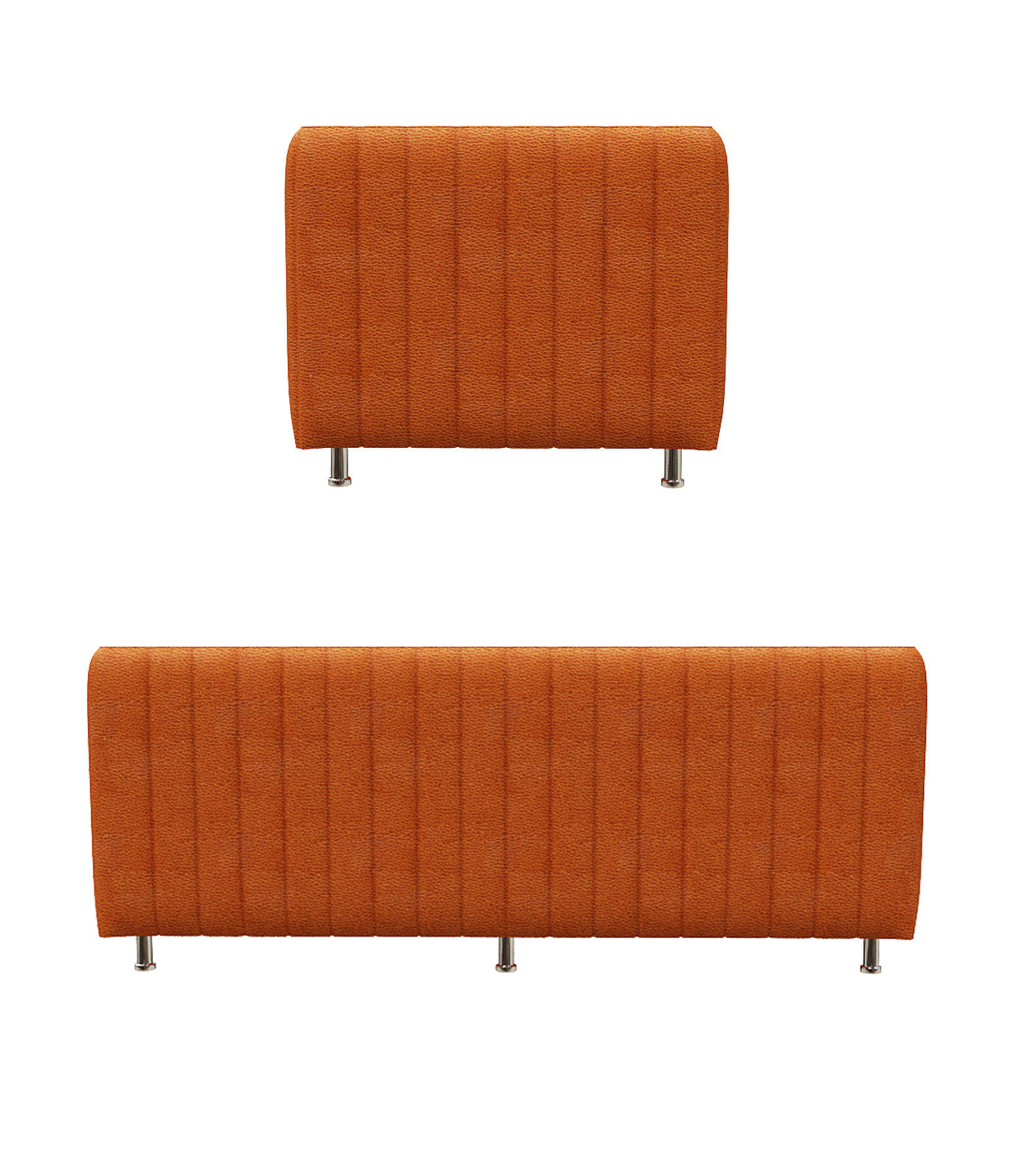 Sofa set two orange upholstered chairs Low-poly 3D model_5