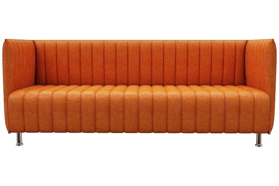 Sofa set two orange upholstered chairs Low-poly 3D model_10