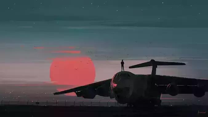 RS200 military aircraft at sunset Free 3D model