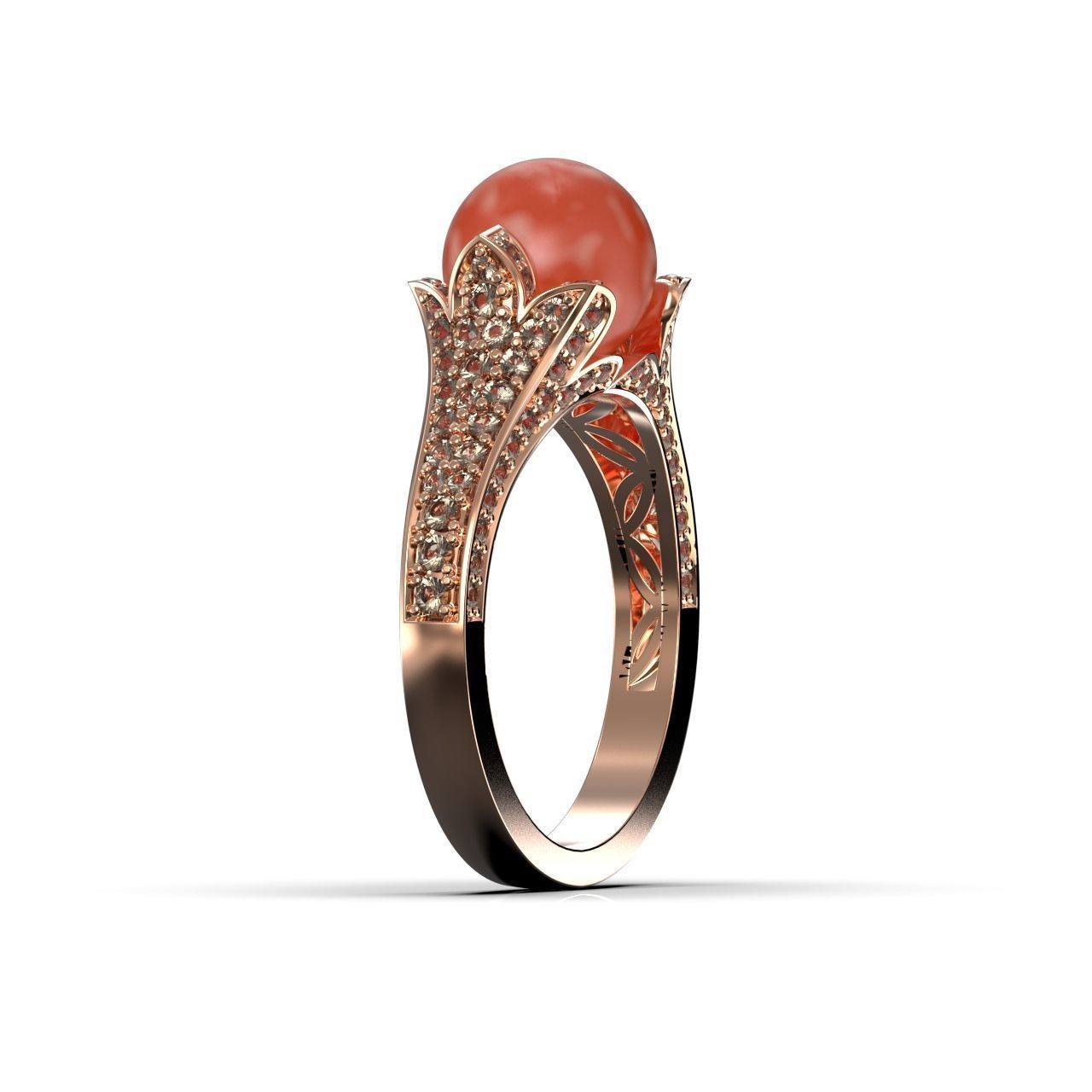 Pearl Diamond Ring 3D print model_9