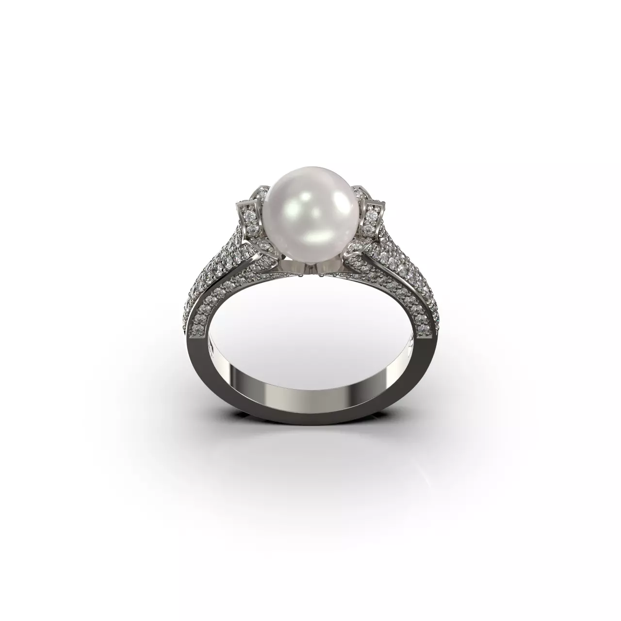 Pearl Diamond Ring 3D print model_0
