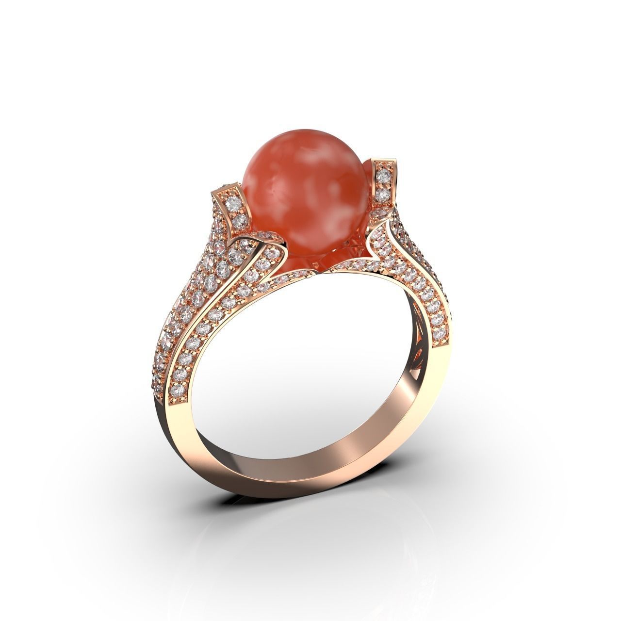 Pearl Diamond Ring 3D print model_10