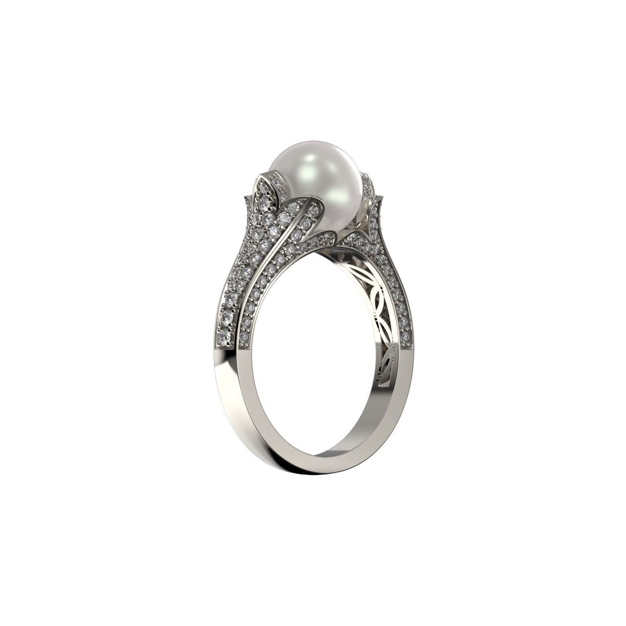 Pearl Diamond Ring 3D print model_3