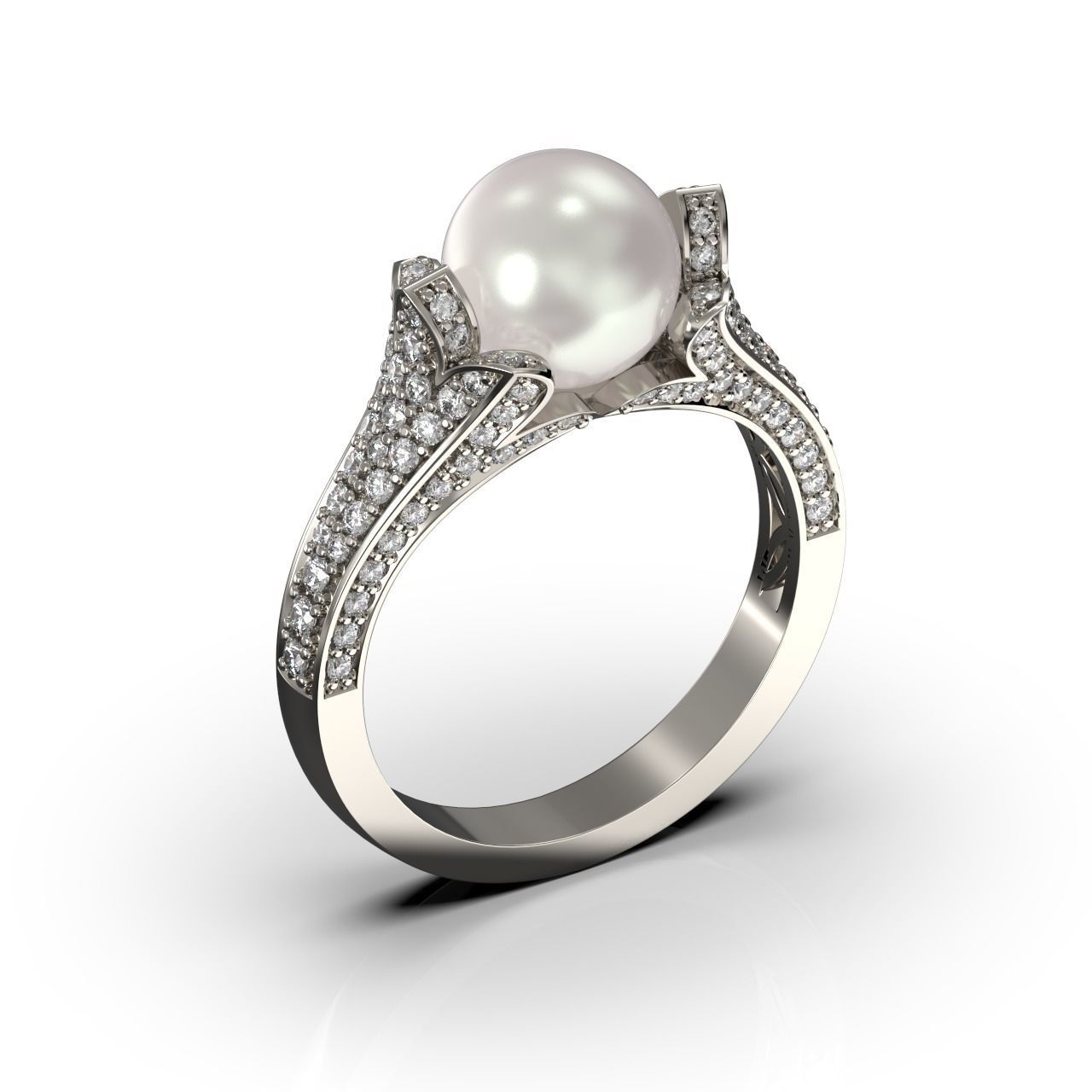 Pearl Diamond Ring 3D print model_7