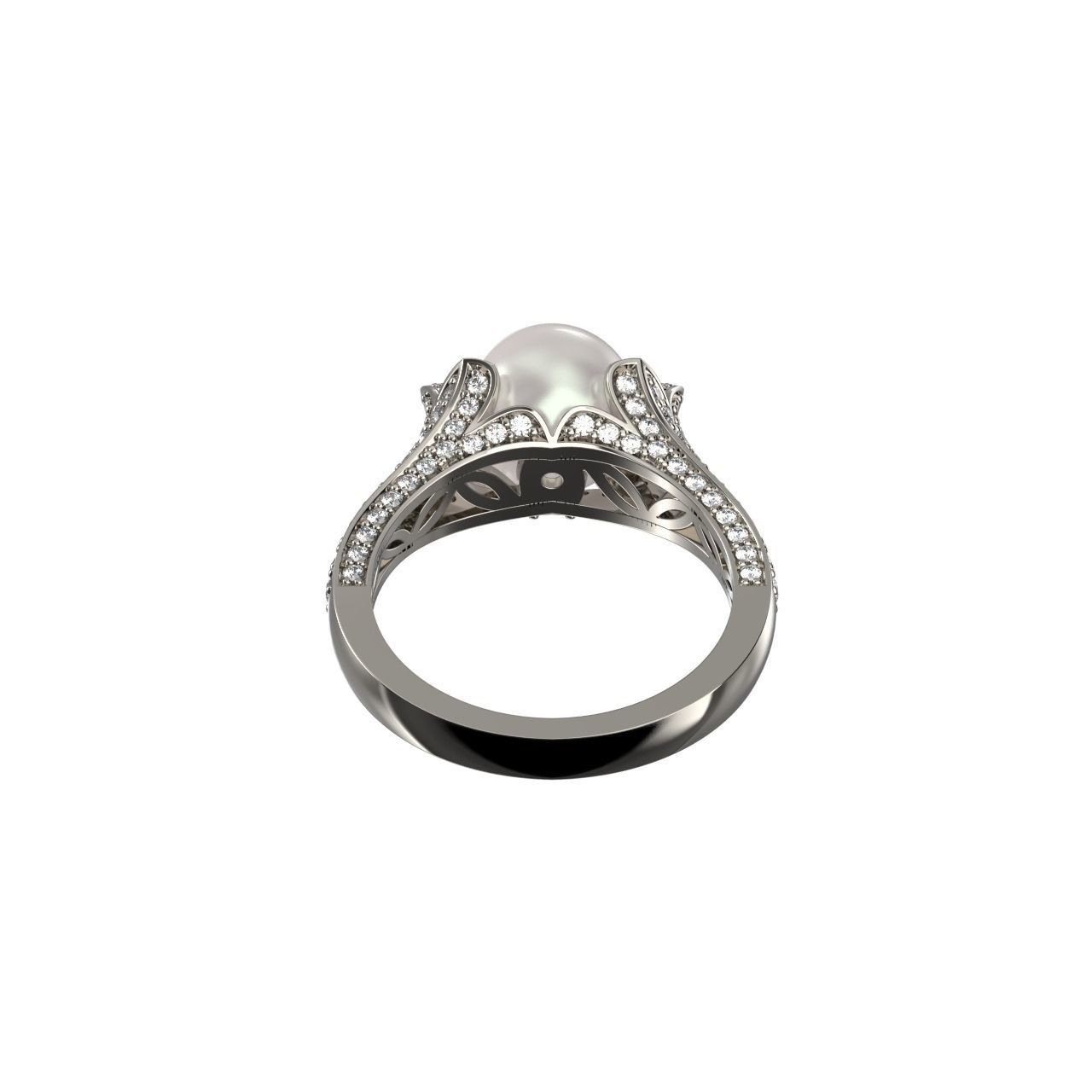 Pearl Diamond Ring 3D print model_2