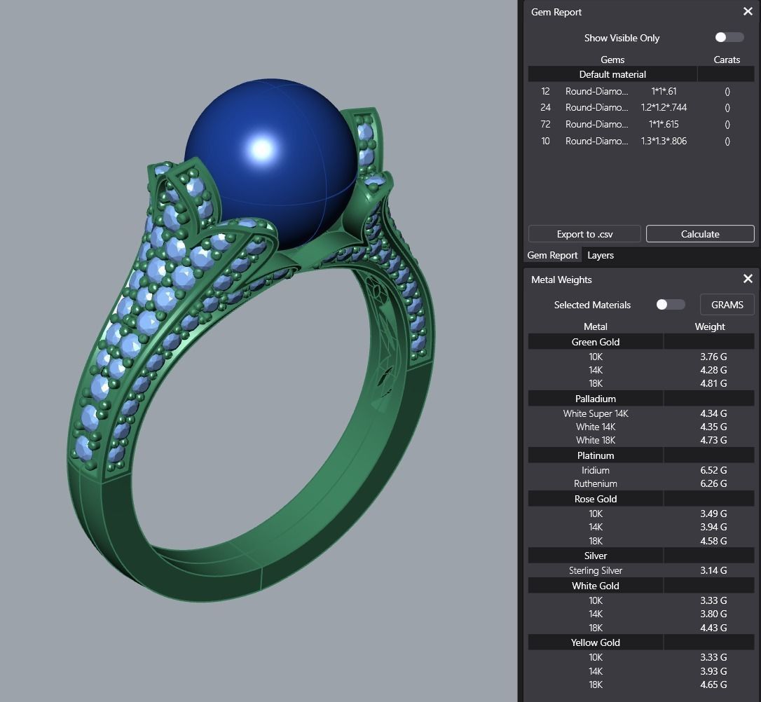 Pearl Diamond Ring 3D print model_12