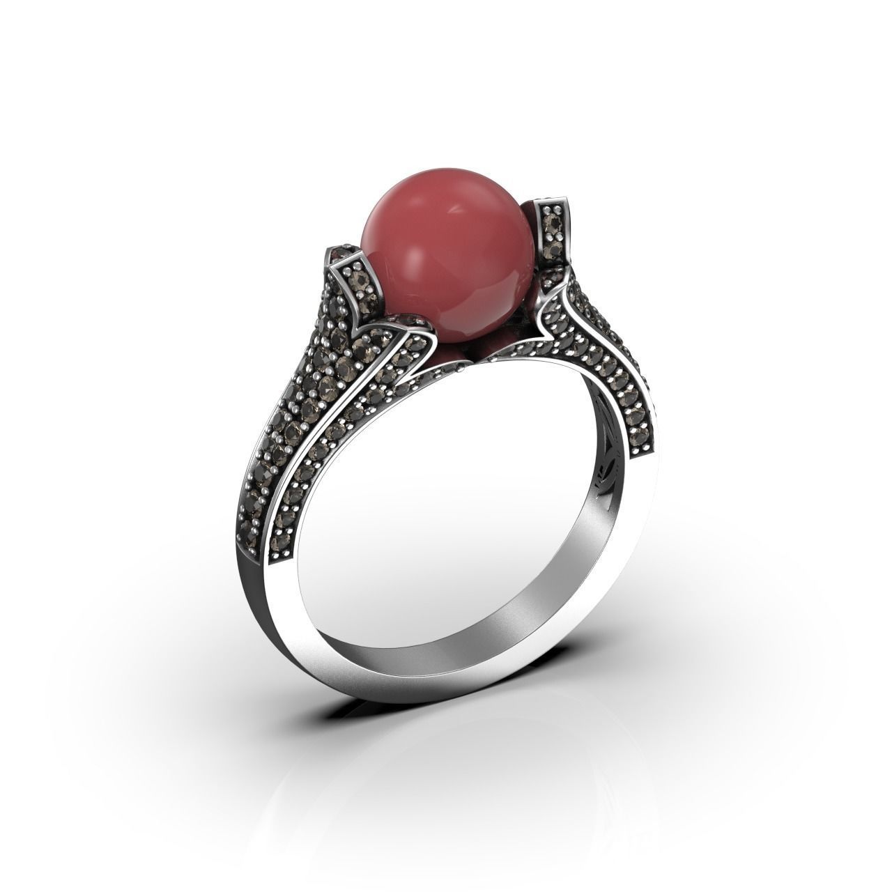 Pearl Diamond Ring 3D print model_8
