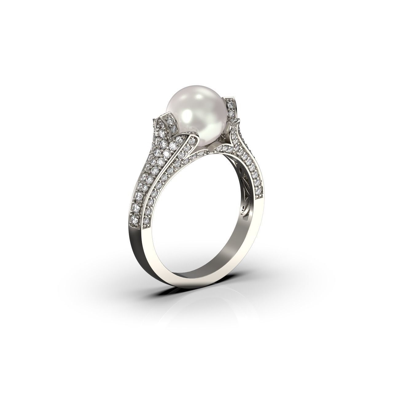 Pearl Diamond Ring 3D print model_5