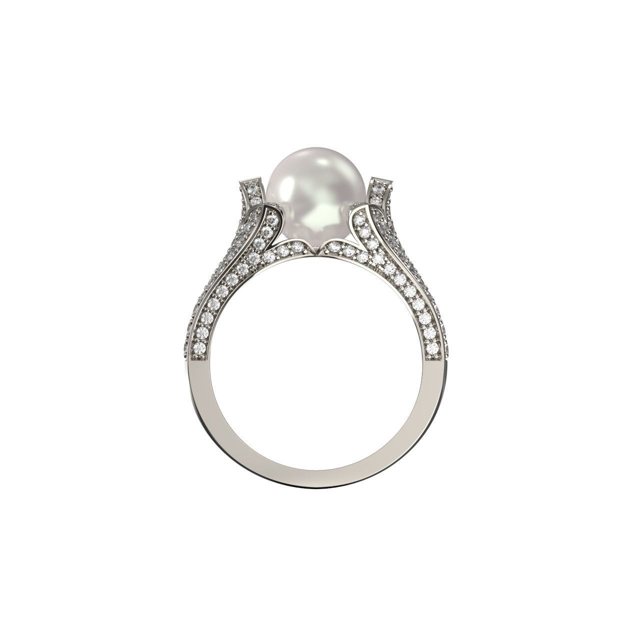 Pearl Diamond Ring 3D print model_1
