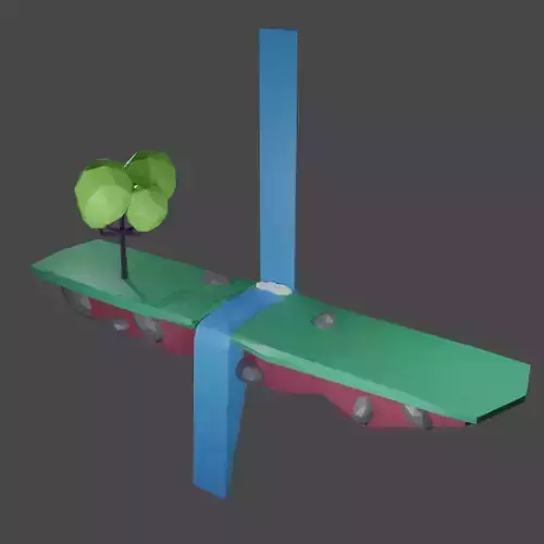 Waterfall bridge with tree