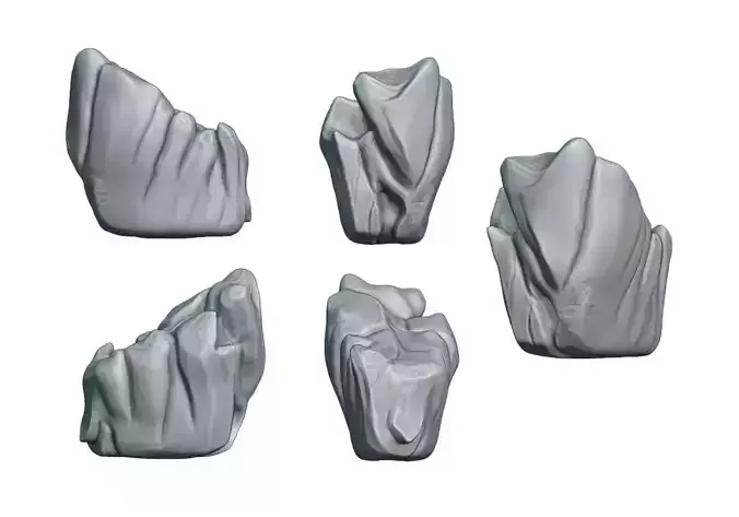 Stone 1 3D print model set of four rocks