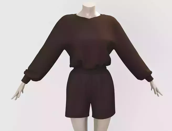 Outfit Sweatshirt and Shorts Brown - Monochromatic Color