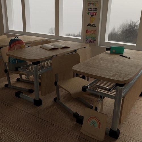 Blender class room Low-poly 3D model