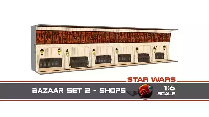 Ralph McQuarries Bazaar  - Set 2 - Shops 1-6 scale 3D print model