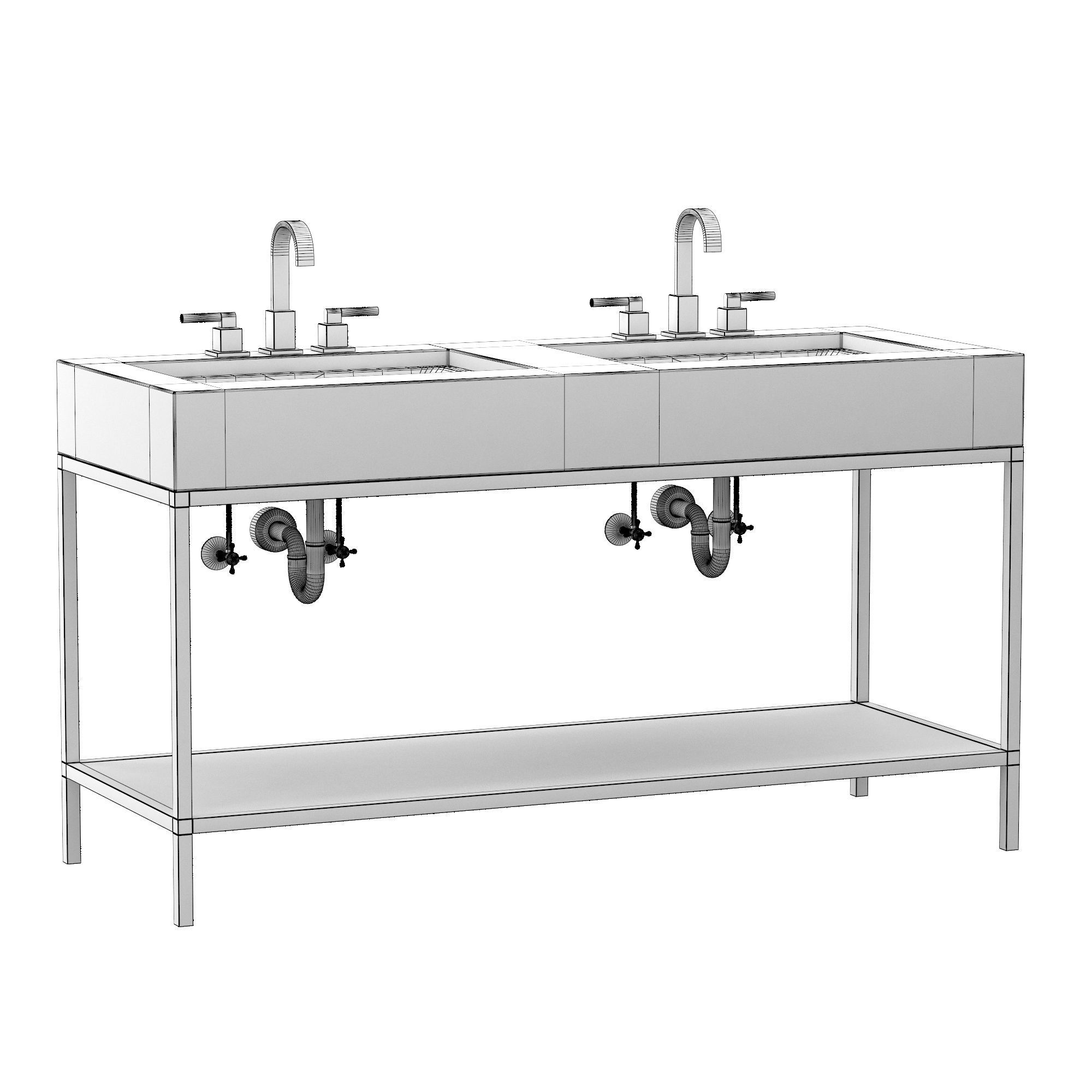 HUDSON METAL DOUBLE WASHSTAND 3D model_6