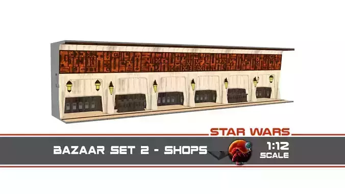 Ralph McQuarries Bazaar  - Set 2 - Shops 1-12 scale 3D print model