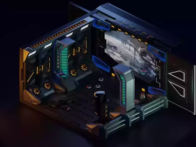 Low Poly Isometric - Spacecraft