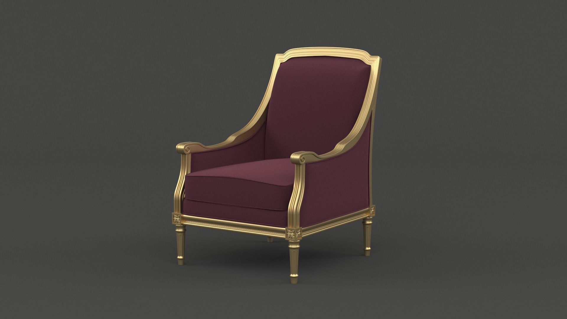 Classic Armchair 3D model_2