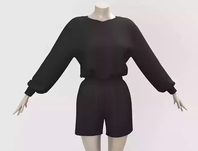 Outfit Sweatshirt and Shorts Black - Monochromatic Color