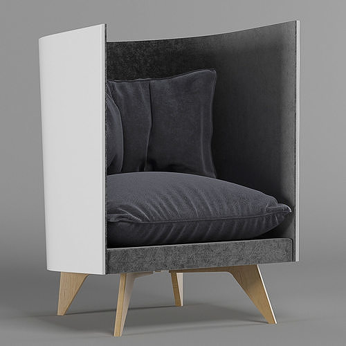 ODESD2-V1-Armchair chair with fabric and wooden legs 3D model