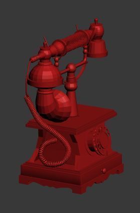 Antique Telephone Low-poly 3D model_8