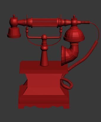 Antique Telephone Low-poly 3D model_11