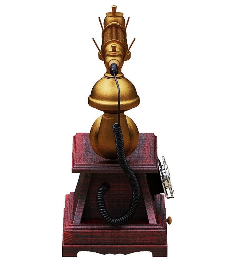 Antique Telephone Low-poly 3D model_3
