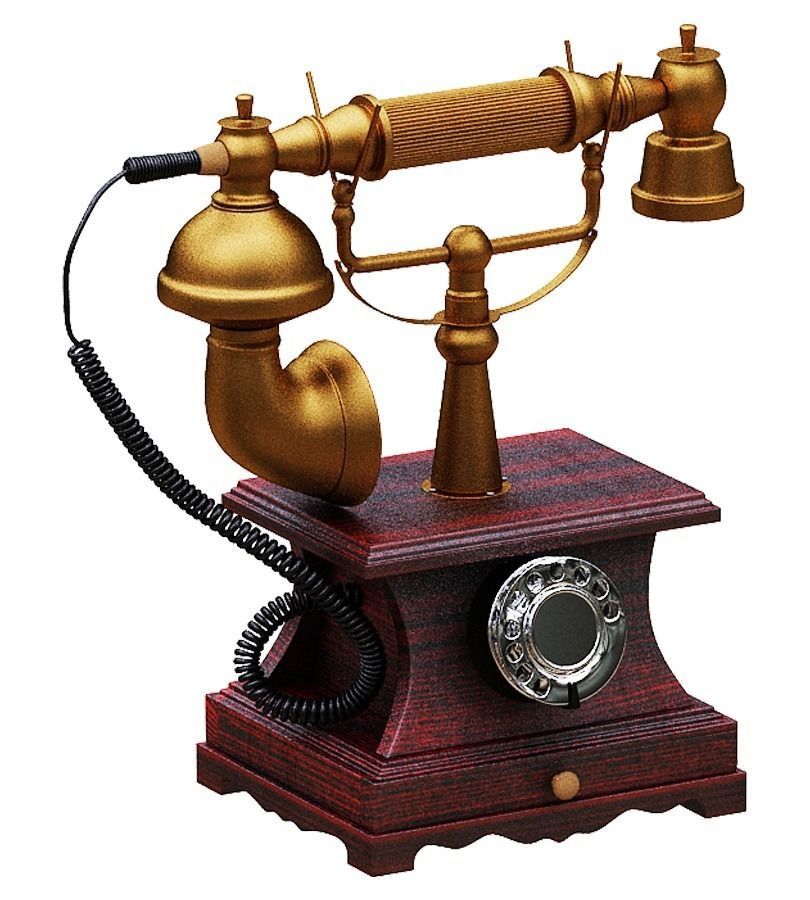 Antique Telephone Low-poly 3D model_1