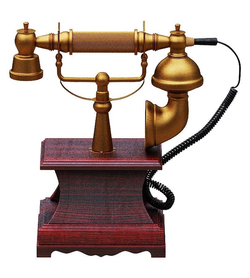 Antique Telephone Low-poly 3D model_5