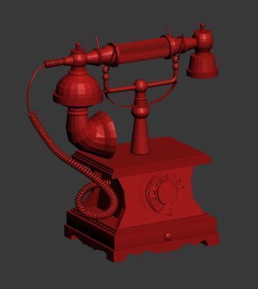 Antique Telephone Low-poly 3D model_7