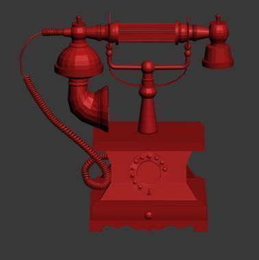 Antique Telephone Low-poly 3D model_6