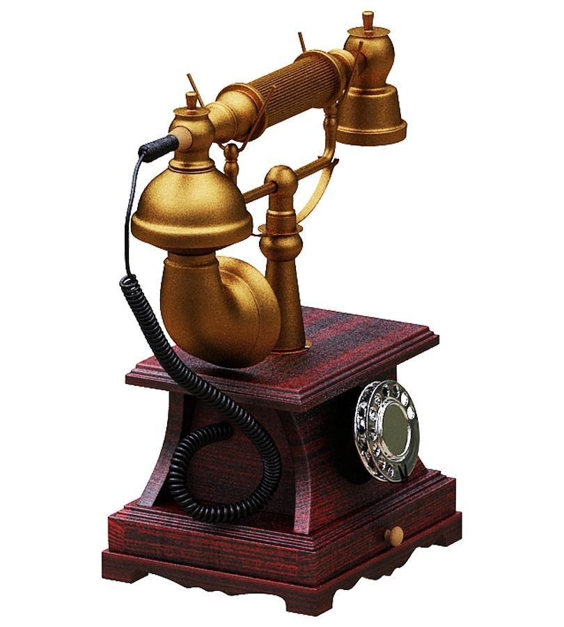 Antique Telephone Low-poly 3D model_2
