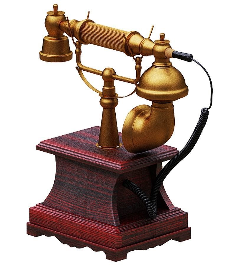 Antique Telephone Low-poly 3D model_4