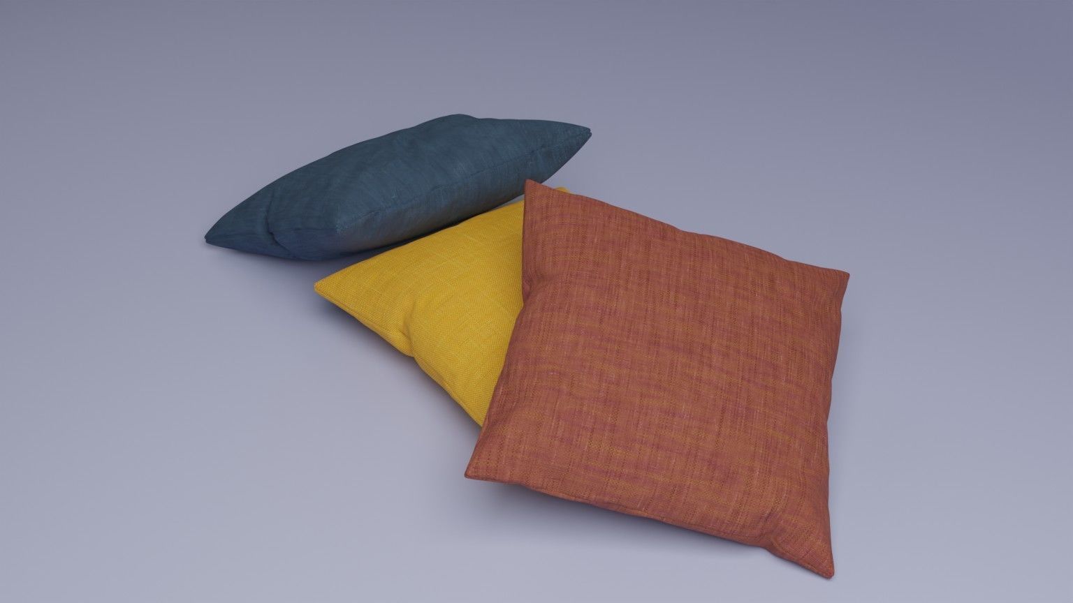 Low-poly Pillow set three pillows 3D model_2