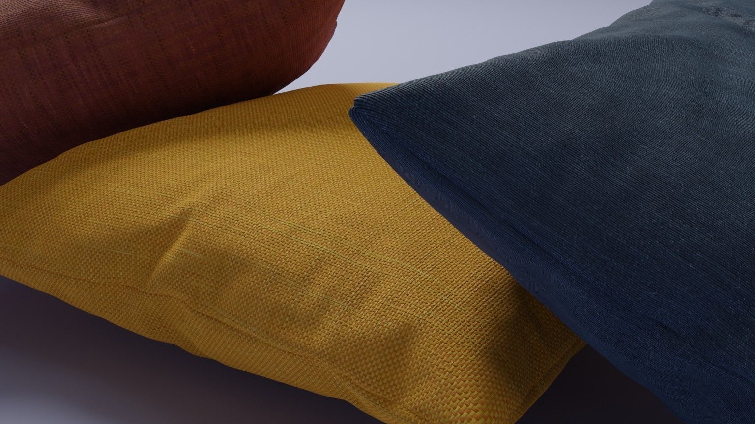 Low-poly Pillow set three pillows 3D model_4