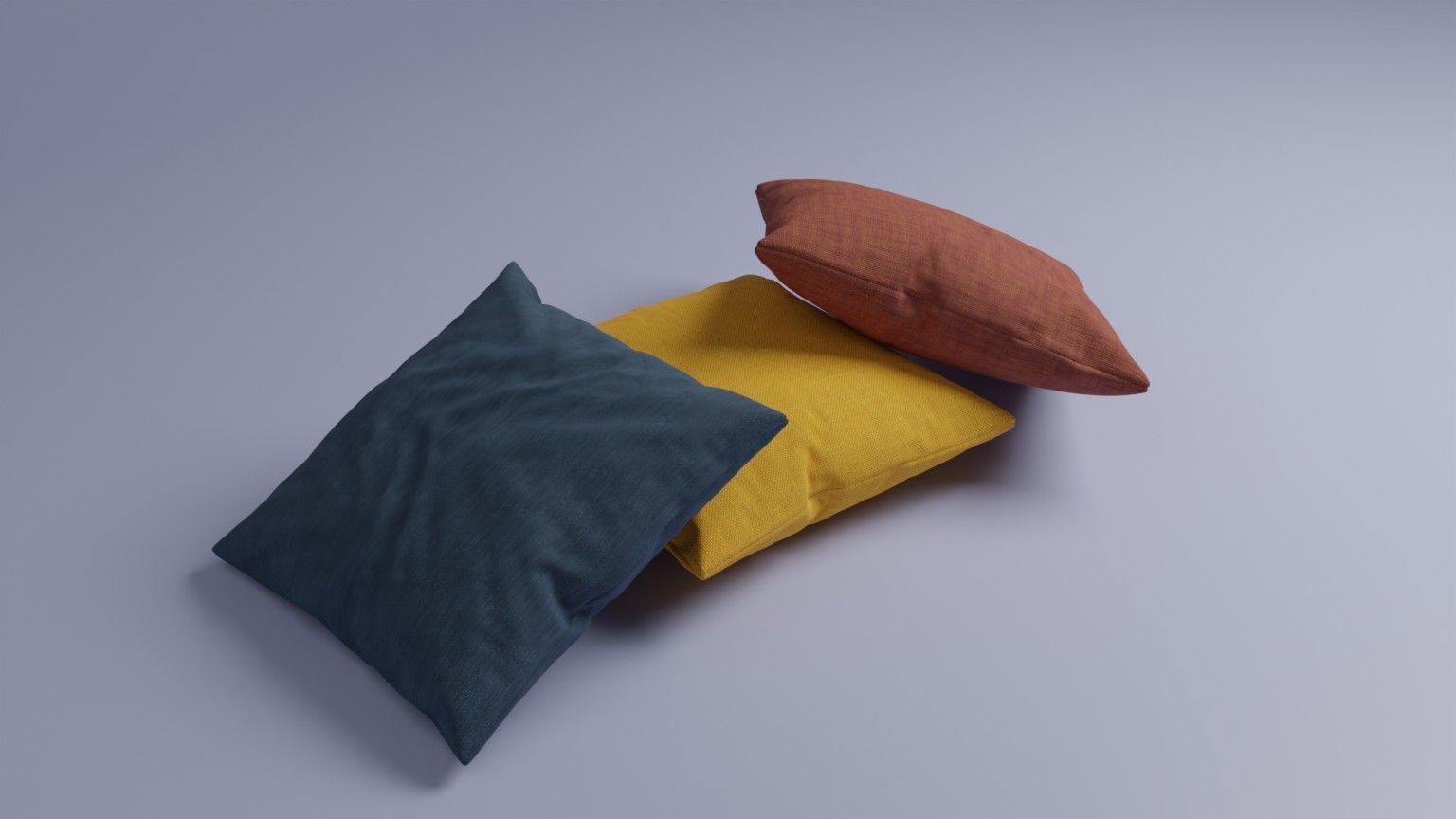 Low-poly Pillow set three pillows 3D model_1