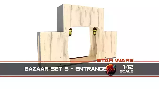 Ralph McQuarries Bazaar  - Set 3 - Entrance  1-12 scale 3D print model
