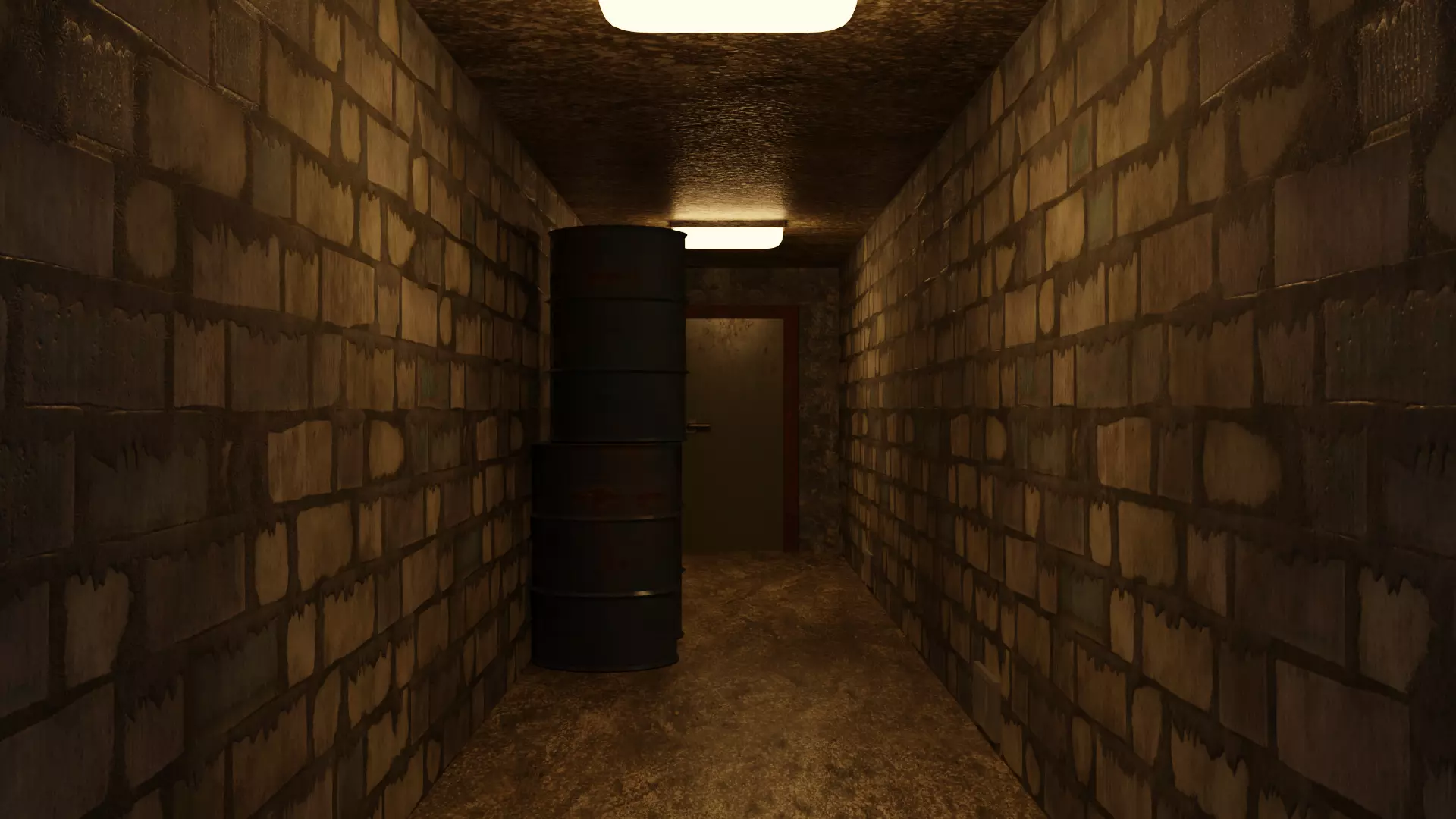 Small Spooky Rusted Hallway Free low-poly 3D model