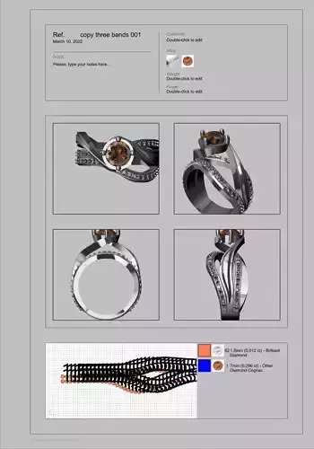 Three band ring 3D print model