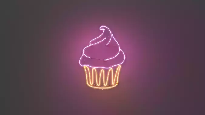 Cupcake 1 - Neon Sign 3D model